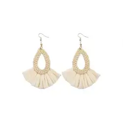 pair of gold-toned rhinestone tassel drop dangle earrings
