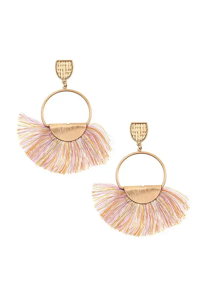pair of gold-toned rhinestone tassel drop dangle earrings
