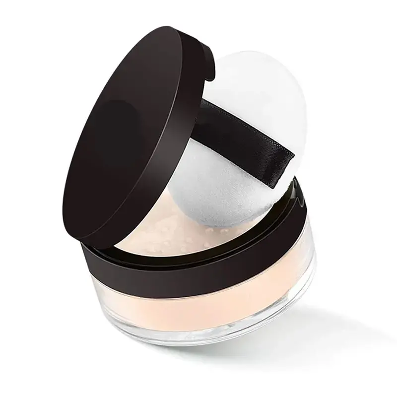 Kalevel Empty Makeup Powder Container 50ml with Puff Loose Face Compact Case Plastic Cosmetic Jars Travel Containers Refillable Bottle Box Holder with Sifter and Lid